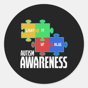 Licht es auf blaues Puzzle Inspiration Autismus Aw Runder Aufkleber