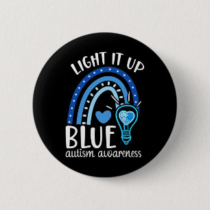 Licht es auf Blue Autismus T-Shirt ich tragen Blau Button