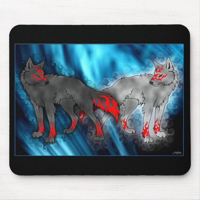 Licht gegen dunklen Wolf Mousepad (Vorne)