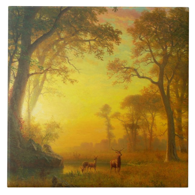 Licht im Wald (von Albert Bierstadt) Fliese (Vorderseite)