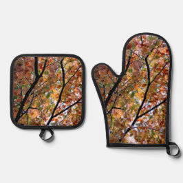 Licht in den Blätter Ofenhandschuh & Topflappen-Set