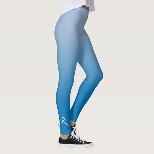 Licht in Dunkelblau mit elegantem Monogramm Leggings (Rechts)