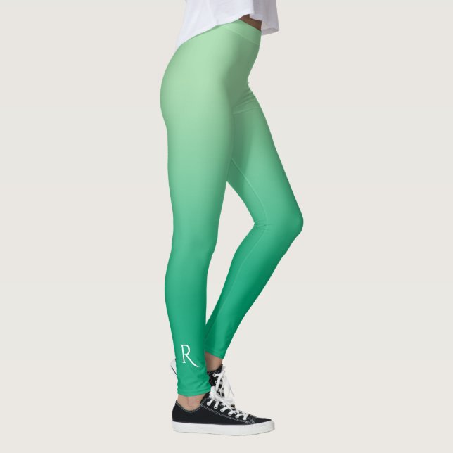 Licht in Dunkelgrüne Farbe mit eleganter Monogramm Leggings (Rechts)