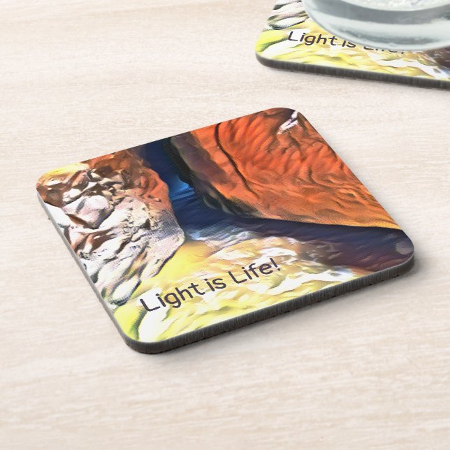 Licht ist Leben - Beach Höhle bis zum Meer Getränkeuntersetzer (Linke Seite)