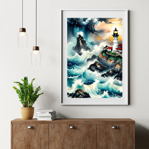 Licht - Leuchtturmszene von Serene Poster