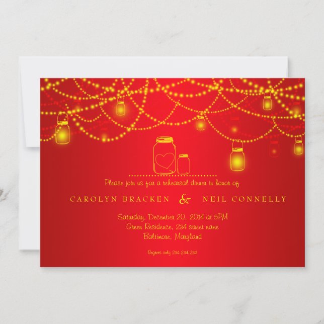 Licht-rotes Proben-Abendessen des Maurer-Glas-| Einladung (Vorderseite)