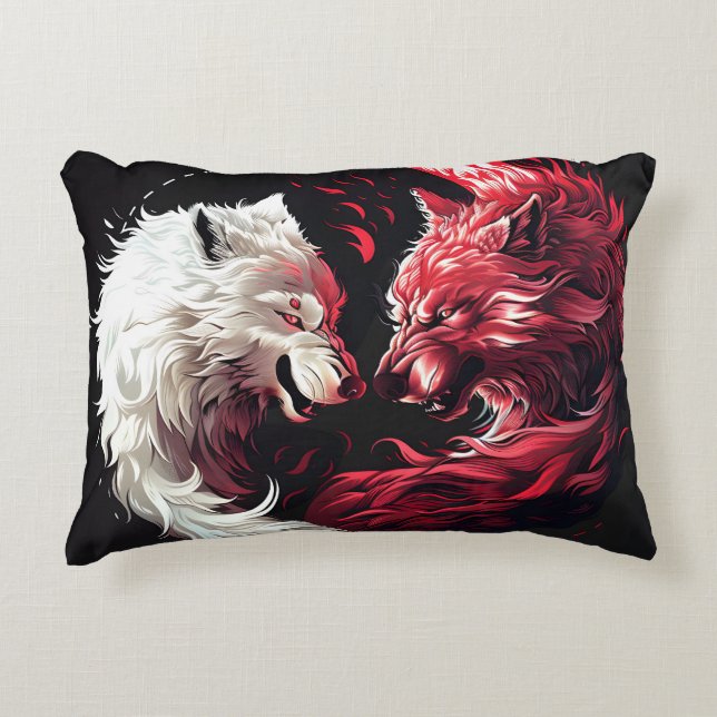 Licht Schatten Wolf Geist Tier Fantasy Dekokissen (Vorderseite)