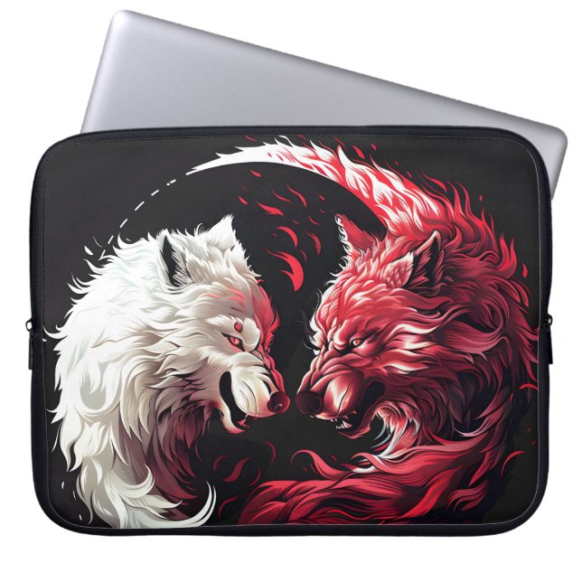Licht Schatten Wolf Geist Tier Fantasy Laptopschutzhülle (Vorderseite)