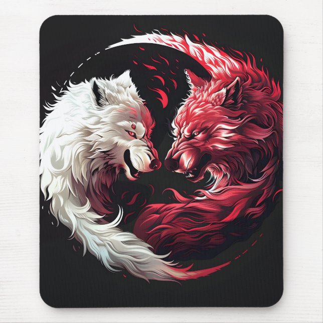 Licht Schatten Wolf Geist Tier Fantasy Mousepad (Vorne)