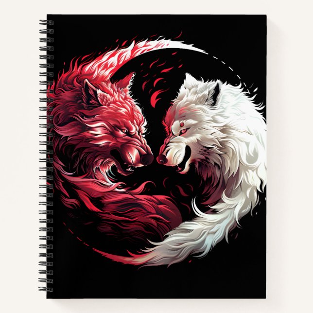 Licht Schatten Wolf Geist Tier Fantasy Notizbuch (Vorderseite)