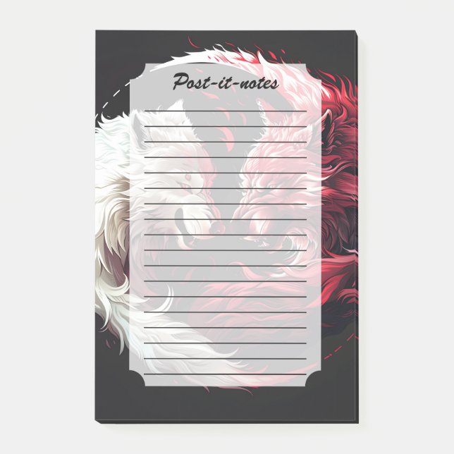 Licht Schatten Wolf Geist Tier Fantasy Post-it Klebezettel (Vorderseite)