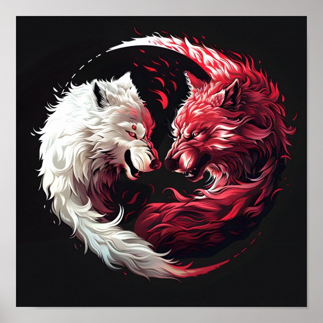 Licht Schatten Wolf Geist Tier Fantasy Poster (Vorne)