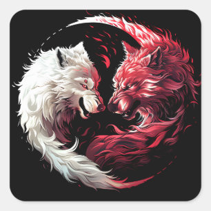 Licht Schatten Wolf Geist Tier Fantasy Quadratischer Aufkleber