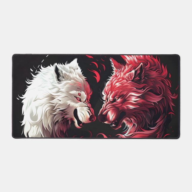 Licht Schatten Wolf Geist Tier Fantasy Schreibtischunterlage (Vorderseite)
