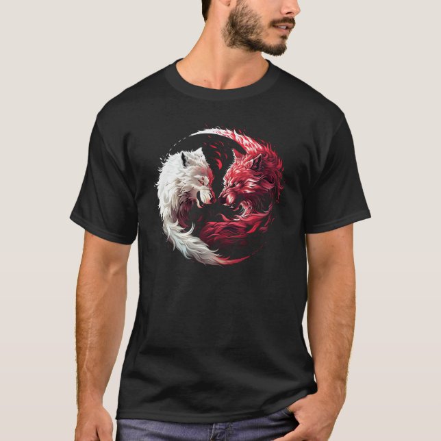 Licht Schatten Wolf Geist Tier Fantasy T-Shirt (Vorderseite)