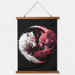 Licht Schatten Wolf Geist Tier Fantasy Wandteppich Mit Holzrahmen