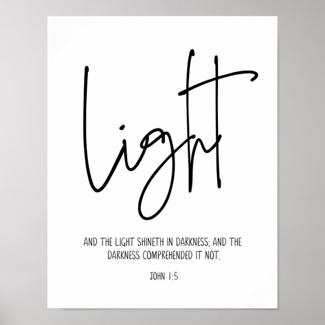 Licht scheint in Dunkelheit, John 1:5, Bibelverse Poster (Vorne)