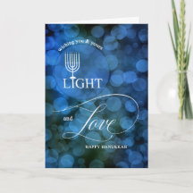 Licht und Liebe Blue Bokeh Menorah Hanukkah
