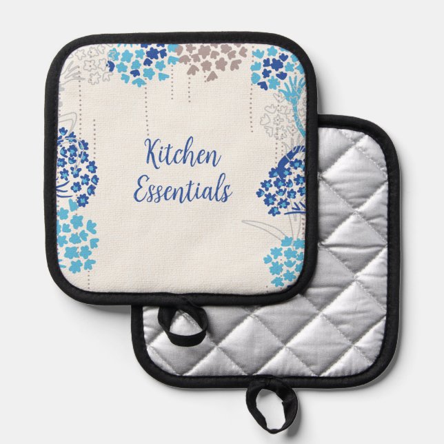 Licht und Luft-Hydrangea-Muster Topflappen (Vorderseite/Rückseite)