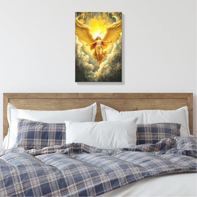 Lichtaufführung - Majestic Angelic Artwork Leinwanddruck (Insitu (Schlafzimmer))