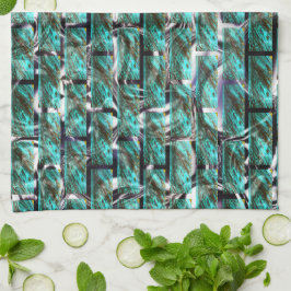 Lichtblau, Blasen in Gitter oder Ziegelwand Geschirrtuch