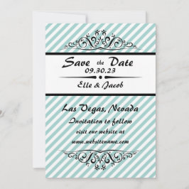 Lichtblau gestreift Save the Date flache Fotokarte