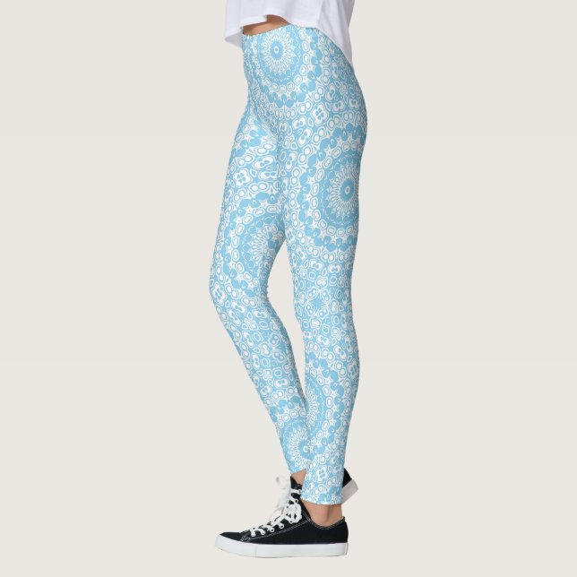 Lichtblau-Mandala-Muster Leggings (Links)