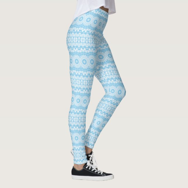 Lichtblau-Mandala-Muster Leggings (Rechts)