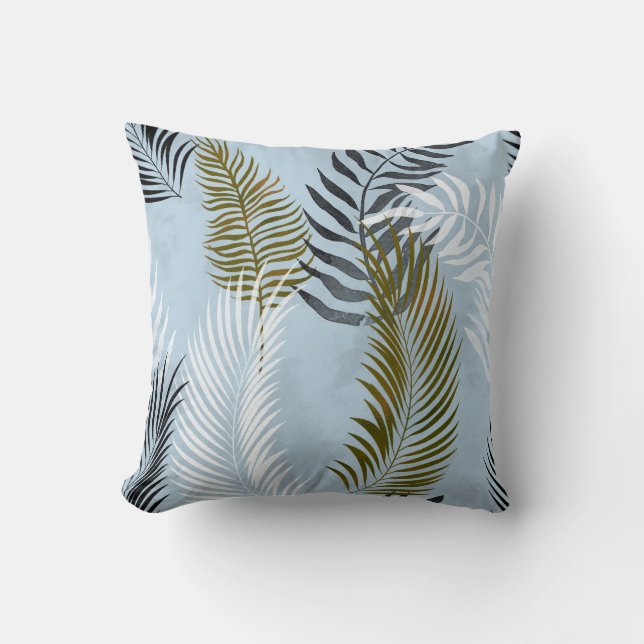 LICHTBLAU OLIVE HAWAIIAN TROPICAL PILLOW KISSEN (Vorderseite)