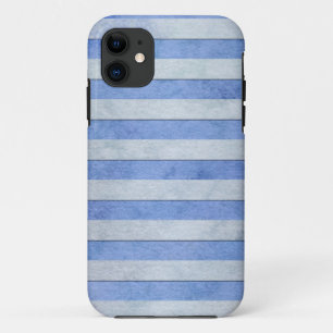 Lichtblau und grau Wasserfarben Streifen Muster iPhone 11 Hülle