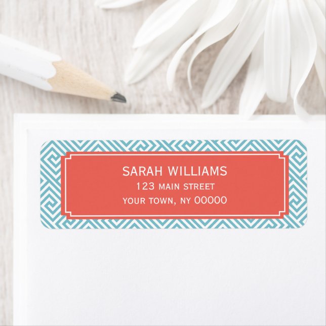 Lichtblau und korallengriechisches Schlüsselmuster (Insitu)