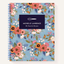 Lichtblau und Pastelle Boho Blumenmuster Notizbuch