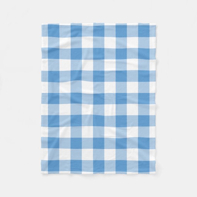 Lichtblau und weiß Gingham Muster Fleecedecke (Vorderseite)