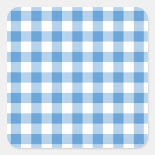 Lichtblau und weiß Gingham Muster Quadratischer Aufkleber