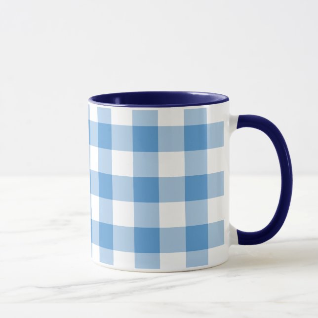 Lichtblau und weiß Gingham Muster Tasse (Rechts)