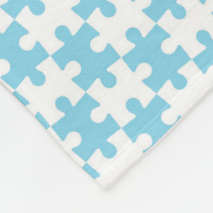 Lichtblau und weiß Jigsaw Puzzle-Muster Fleecedecke