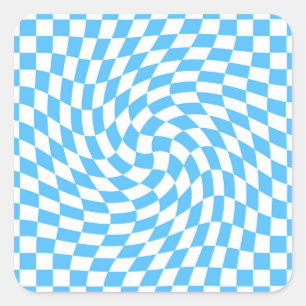 Lichtblau und weiß kariertes Prüfbrett-Muster Quadratischer Aufkleber