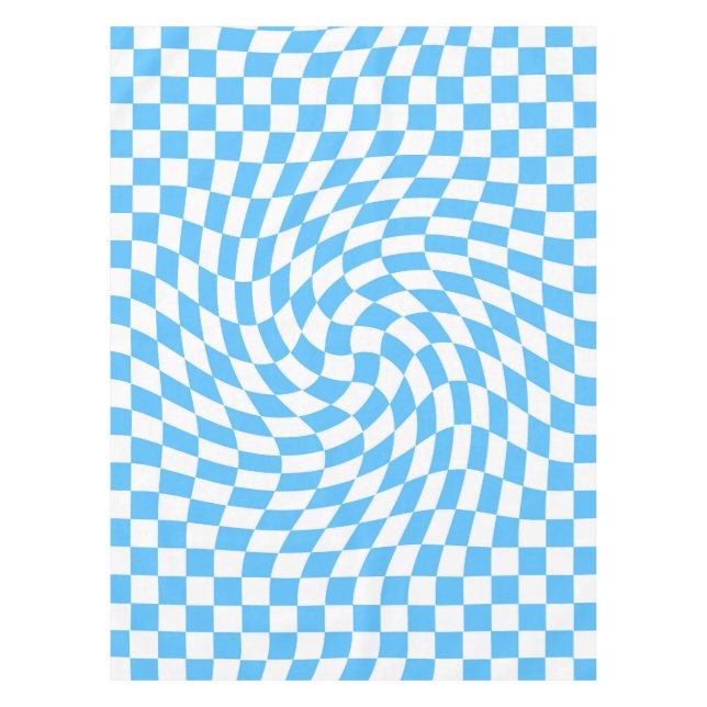 Lichtblau und weiß kariertes Prüfbrett-Muster Tischdecke (Vorderseite)