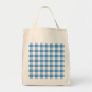 Lichtblau und weißes Gingham-Muster Tragetasche