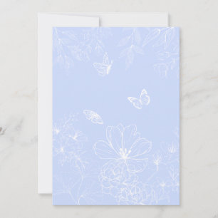 Lichtblaue Blumenmuster, floral, Minimalistisch Einladung