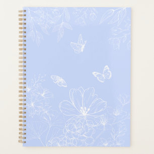 Lichtblaue Blumenmuster, floral, Minimalistisch Planer