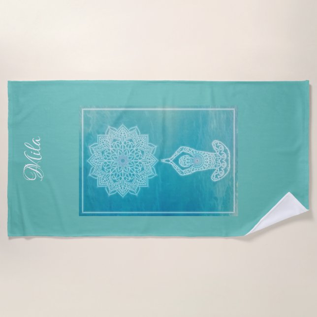 Lichtblaue Meditation Strandtuch (Vorderseite)