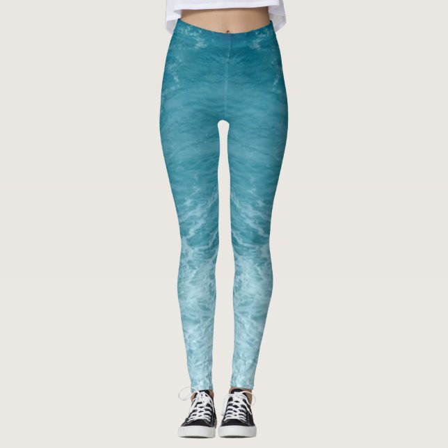 Lichtblaue Musik Der Ozean weht inspirierend Leggings (Vorderseite)