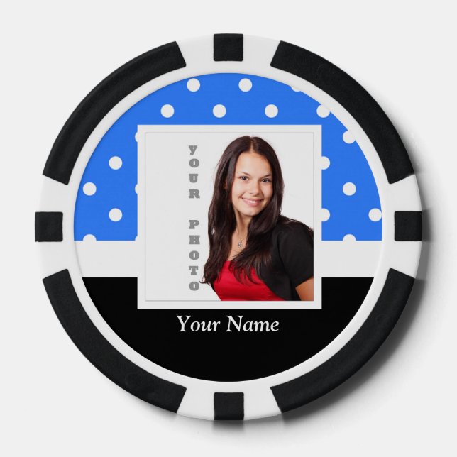 Lichtblaue Polodot-Bildvorlage Pokerchips (Vorderseite)