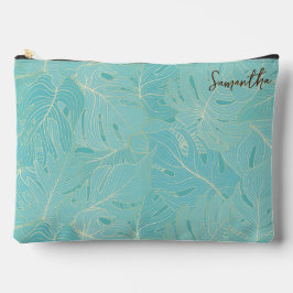Lichtblaue und goldfarbene Abstrakte Palm-Blätter  Zubehörtasche