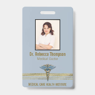 Lichtblauer Caduceus Gold Foil Streifen ID Ausweis