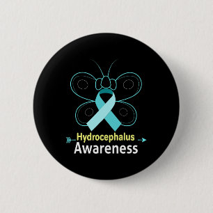 Lichtblauer Kohlenwasserstoff-Hydrocephalus-Bewuss Button