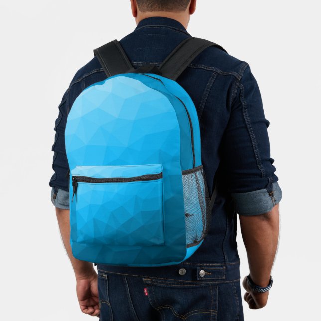Lichtblaues cyan Gradient Geometric Mesh Pattern Bedruckter Rucksack (Insitu (Modell))