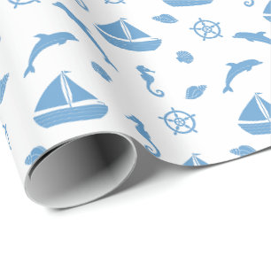 Lichtblaues Nautikdesign - Geschenkpapier