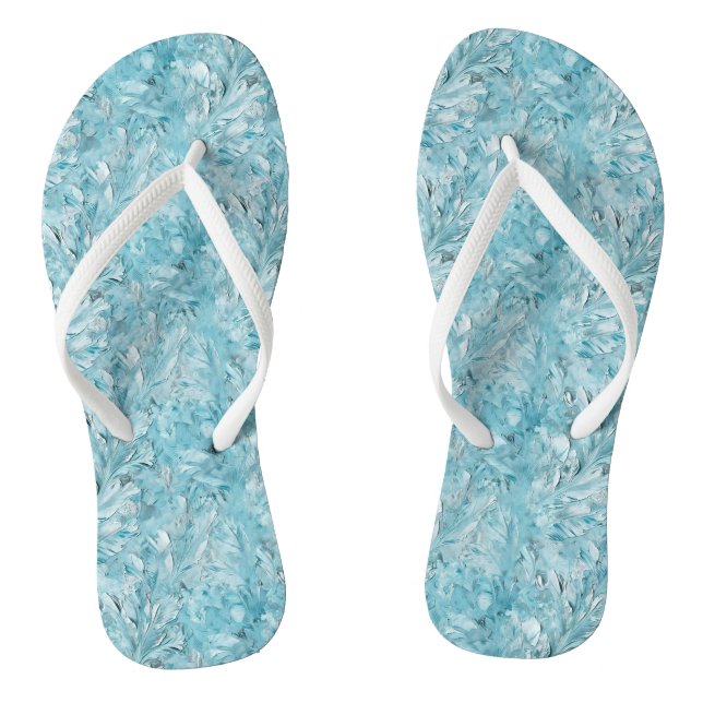 Lichtblaues Tempera Leaf Muster Flip Flops (Fußbett)